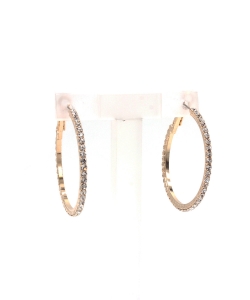 Rhinestone Hoop Earrings Small EH910145 Gold